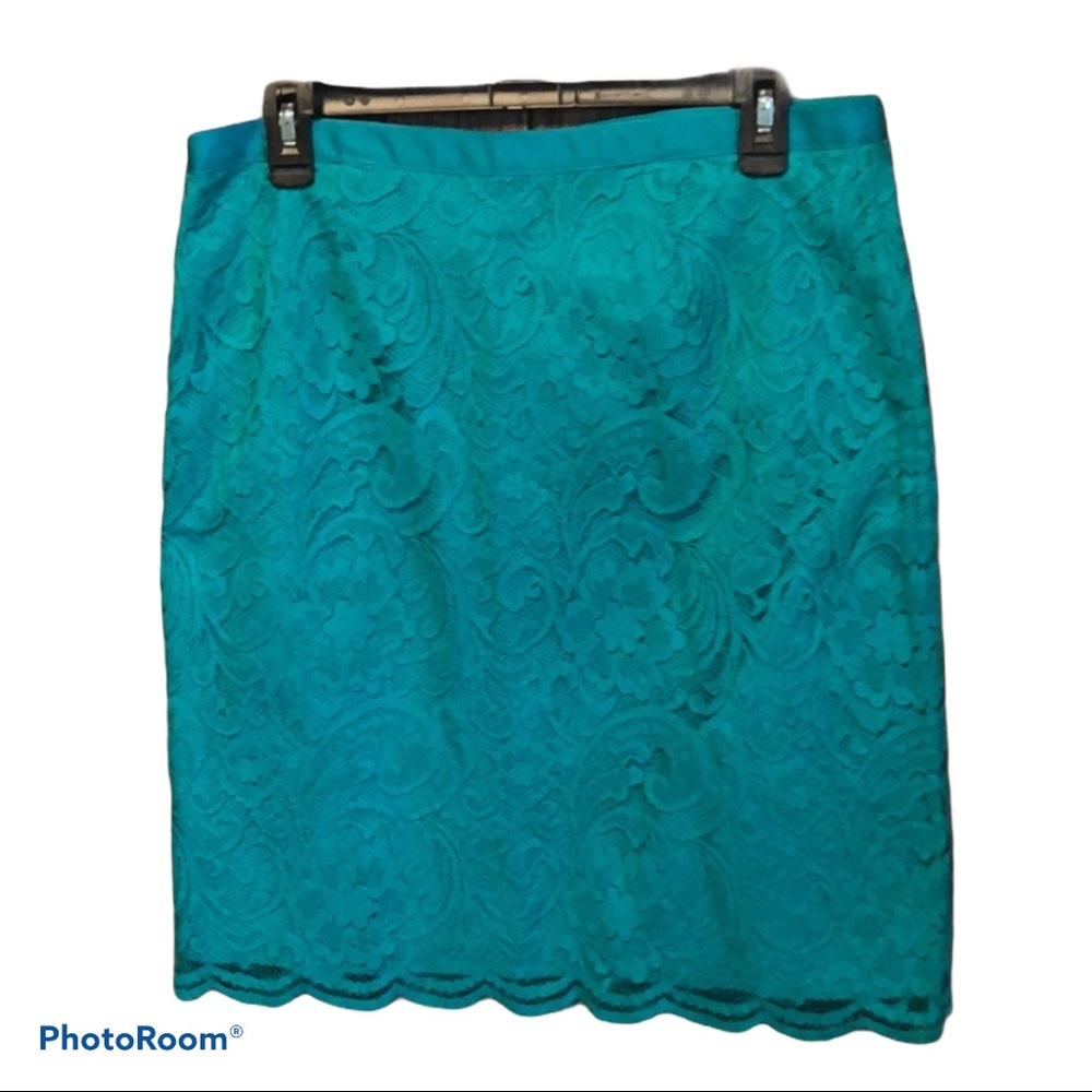Madison green lace skirt.